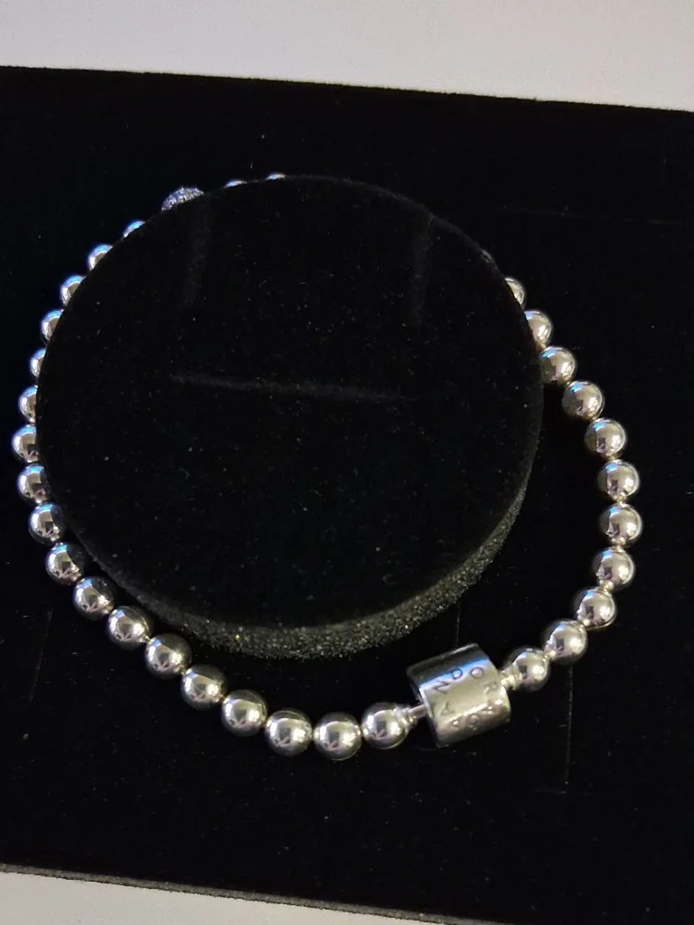 Pandora Beaded Sterling Silver Bracelet with Clear Cubic Zirconia - Picture 5 of 6